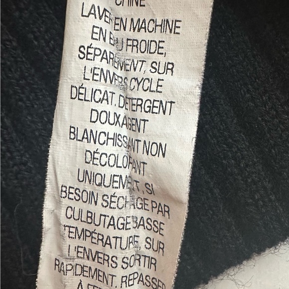 LL Bean Womens Large Cardigan 100% Merino Wool Sweater Collar Shawl Black Pocket - Picture 7 of 10